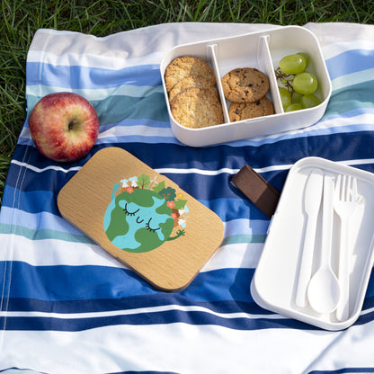 Eco-Friendly earth day Bento Lunch Box with Smiling Earth Design