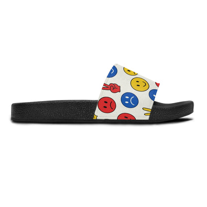Women's Slide Sandals Playful political Abstract Faces & Hand Gestures