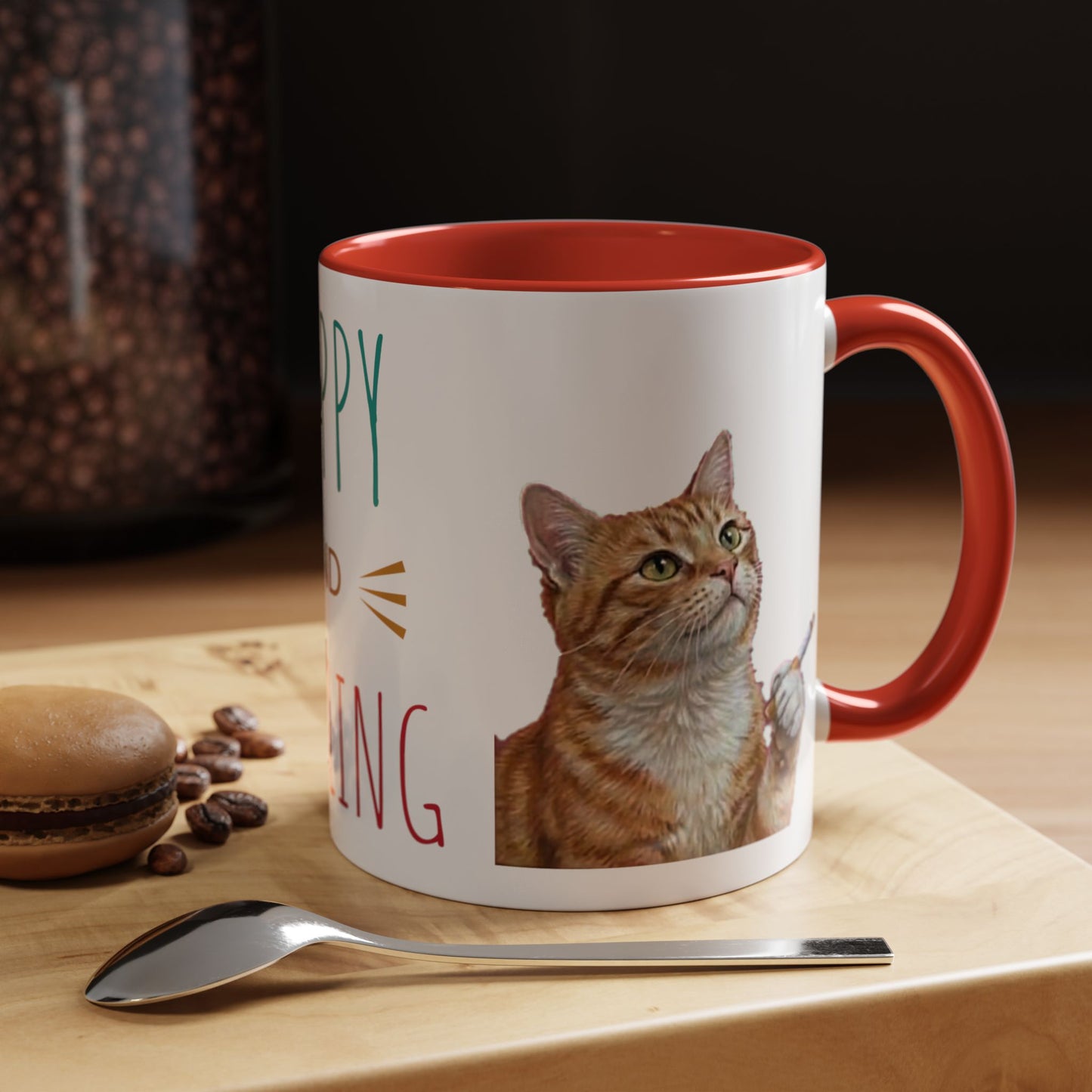 Happy and Dazzling Smoking Cat Coffee Mug — Cute Ginger Cat Accent Mug (11/15oz) (free shipping)
