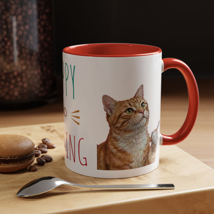 Happy and Dazzling Smoking Cat Coffee Mug — Cute Ginger Cat Accent Mug (11/15oz) (free shipping)