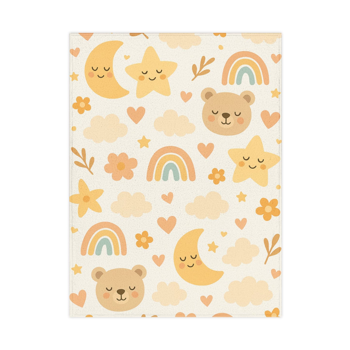 Cozy Toddler Blanket with Cute Bears and Rainbows