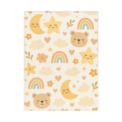 Cozy Toddler Blanket with Cute Bears and Rainbows