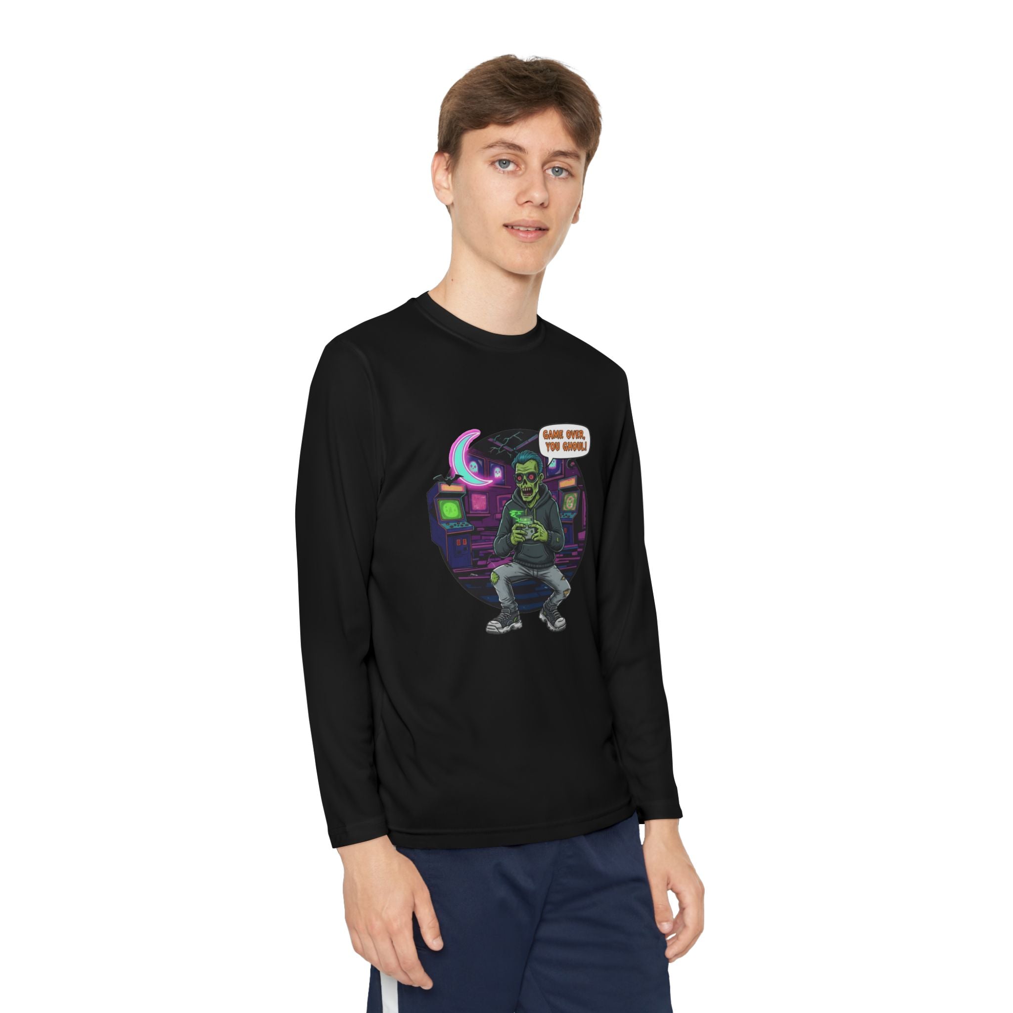 Youth Long Sleeve Tee, Gamer Shirt, Kids Graphic Tee, Halloween Costume Top, Fun Kids Apparel, Birthday Gift for Boys