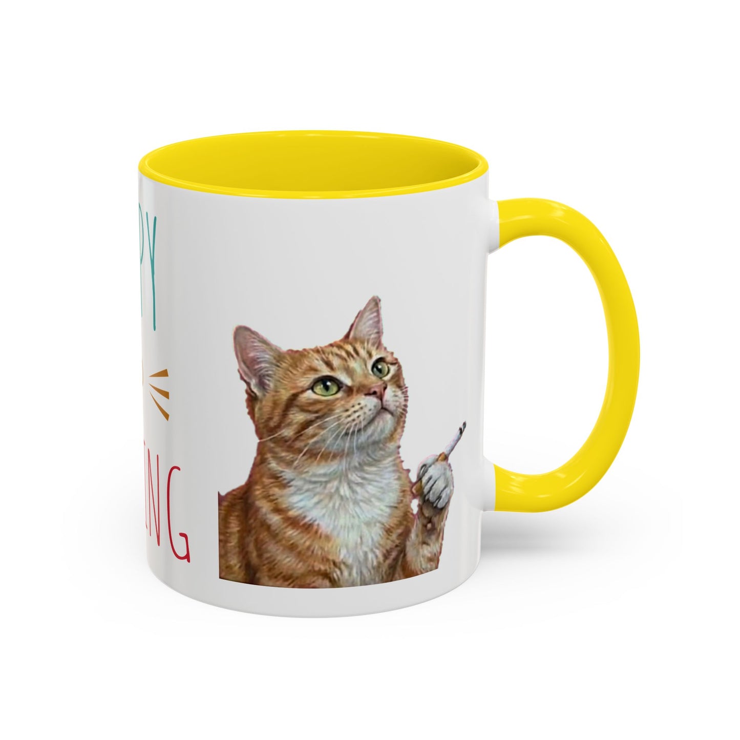 Happy and Dazzling Smoking Cat Coffee Mug — Cute Ginger Cat Accent Mug (11/15oz) (free shipping)