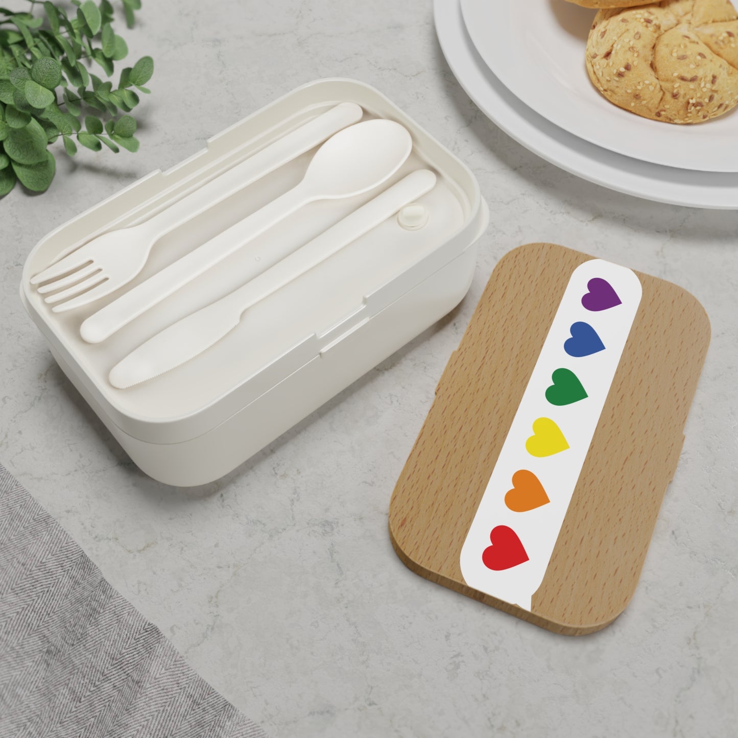 Rainbow Hearts Bento Lunch Box - Eco-Friendly Meal Prep Container