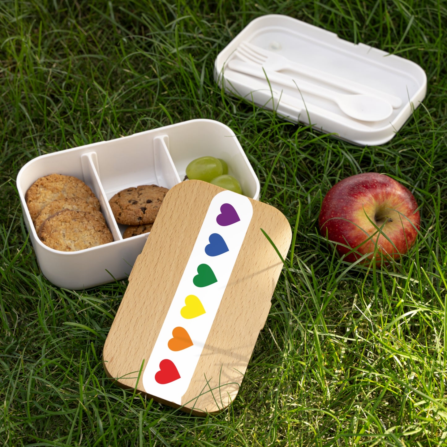 Rainbow Hearts Bento Lunch Box - Eco-Friendly Meal Prep Container