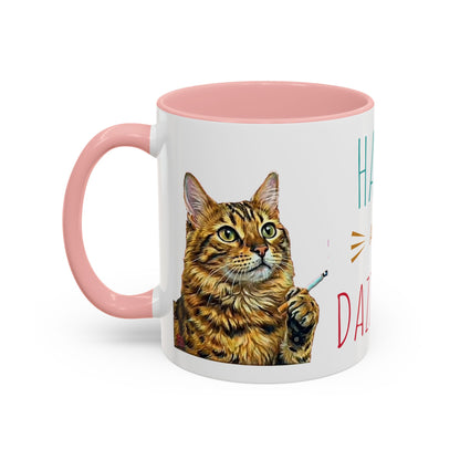 Happy and Dazzling smoking Cat Coffee Mug- cat smoking cigarette- funny (free shipping)