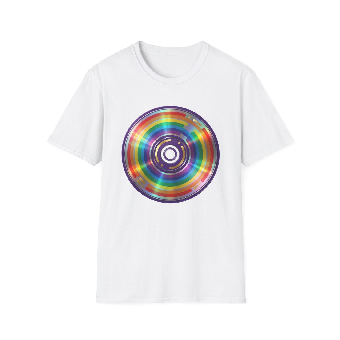 Retro Rainbow CD- Vinyl Record T-Shirt