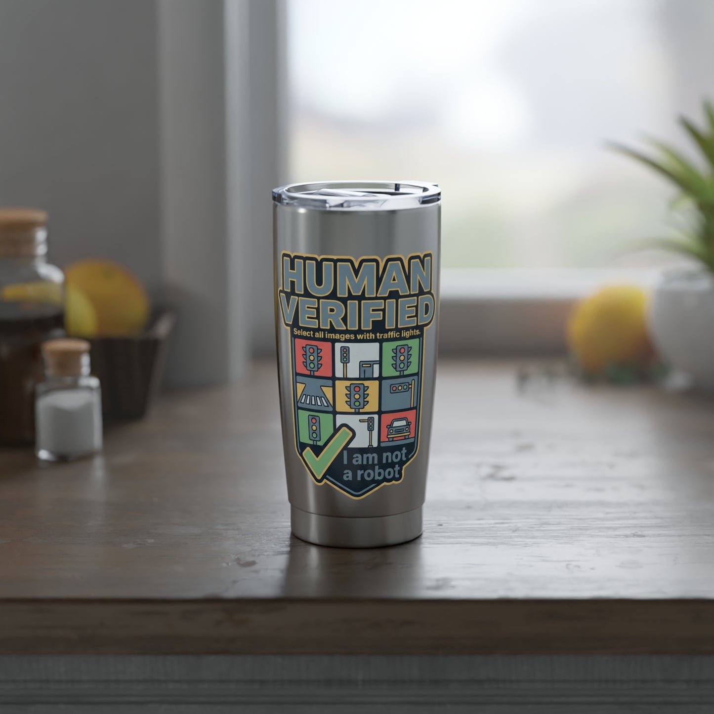 Human Verified 20oz Tumbler – funny  'I Am Not a Robot' Travel Cup