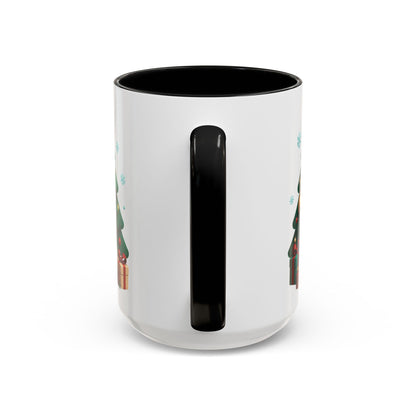 Christmas Tree & Snowman Accent Coffee Mug — Festive Holiday 11/15oz Ceramic