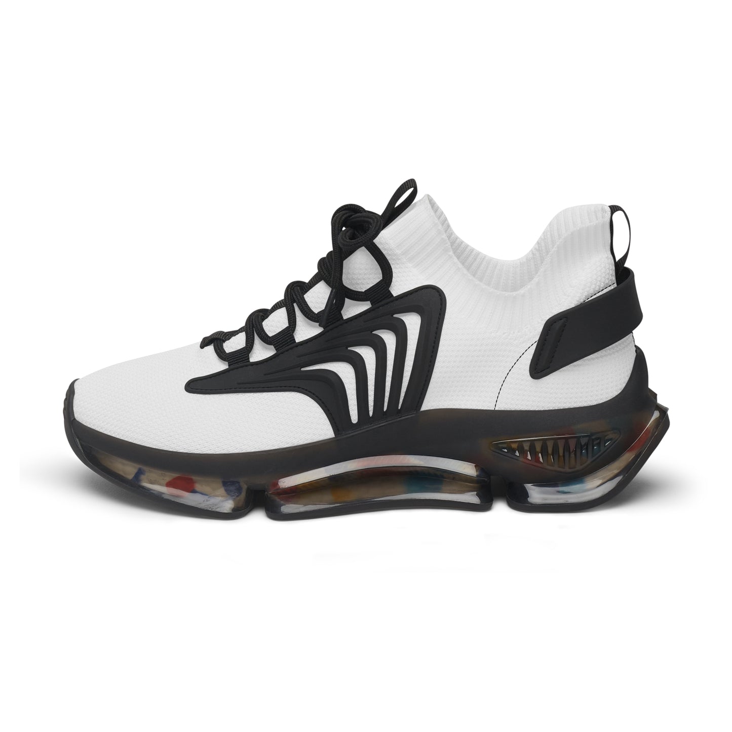 Women’s White Mesh Sneakers — Lightweight Breathable Athletic Shoes with Color-Accent Sole