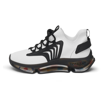 Women’s White Mesh Sneakers — Lightweight Breathable Athletic Shoes with Color-Accent Sole