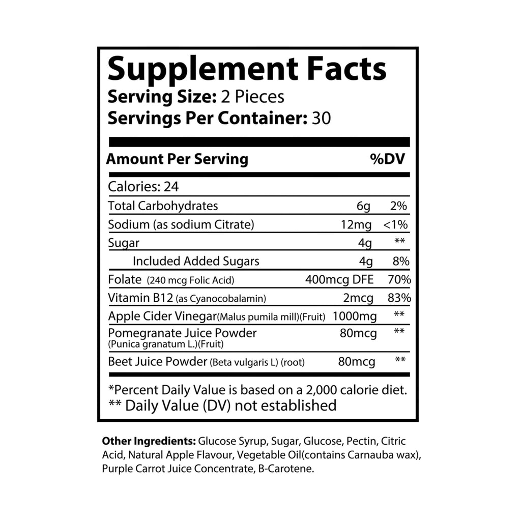 Base Camp Vital Apple Cider Vinegar Gummies (60 Gummies)