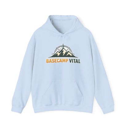 Base Camp Vital Outdoor Fleece Hoodie | Mountain Compass Graphic Pullover | 50/50 Midweight Trail Hoodie  Vital Hoodie  (free shipping)