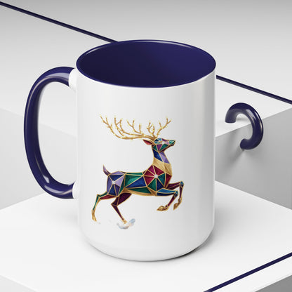 Geometric Rainbow Reindeer Accent Coffee Mug (11/15 oz)
