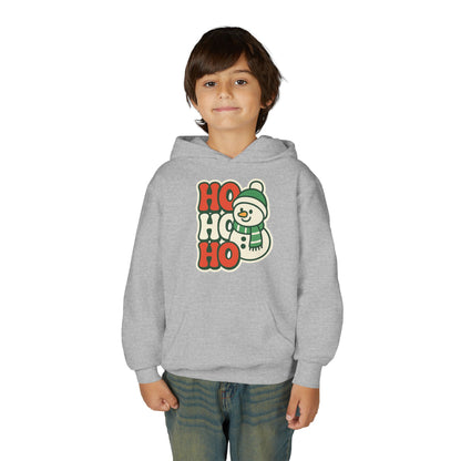 Youth kids Christmas Hoodie - 'HO HO HO' Snowman Holiday Sweatshirt