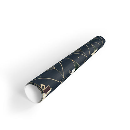 Festive Gift Wrapping Paper Roll - Holiday Design with Deer and Trees