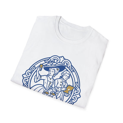 Rococo Smartphone Toile - Captain & First Mate Nautical Crew T-Shirt — Vintage Ship Wheel Illustration