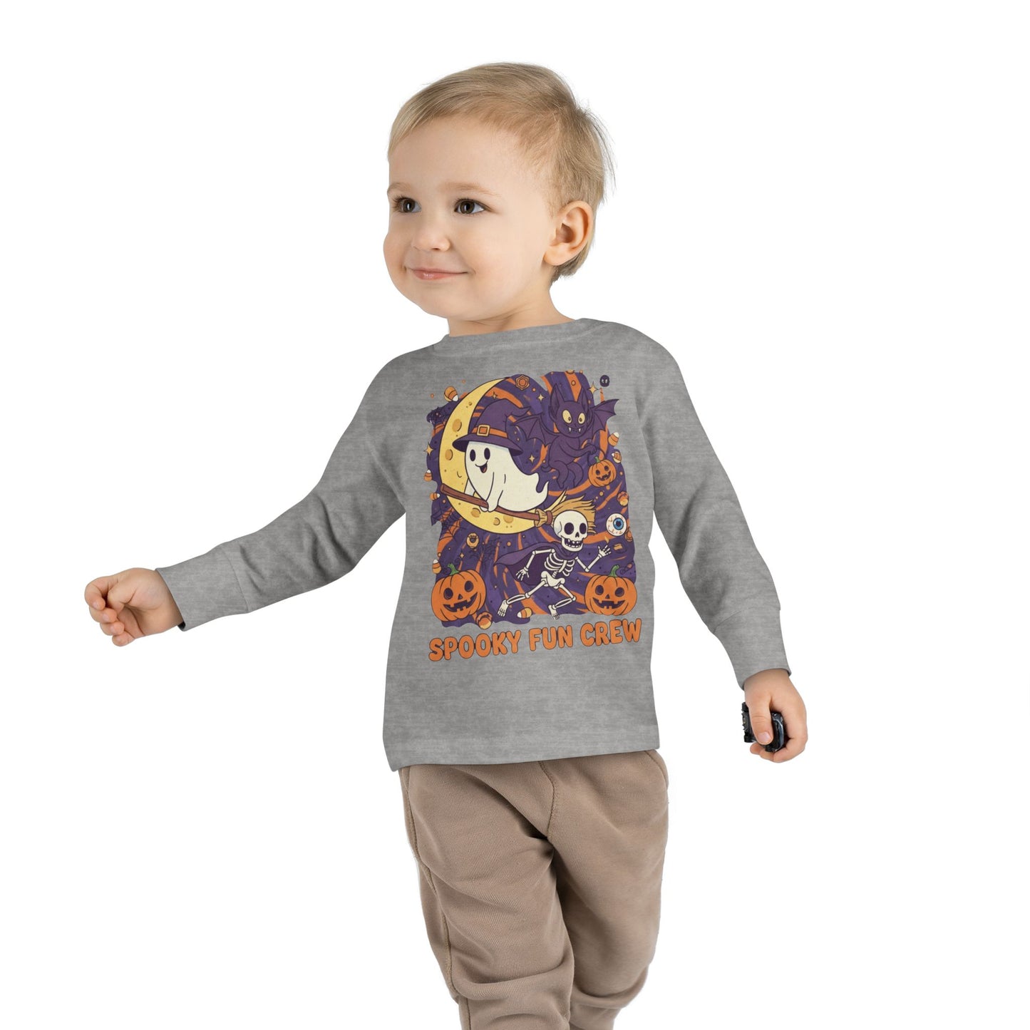 Toddler Halloween Long Sleeve Tee, Spooky Fun Crew Shirt, Kids Halloween Apparel, Fall Outfit for Toddlers, Halloween Party Wear