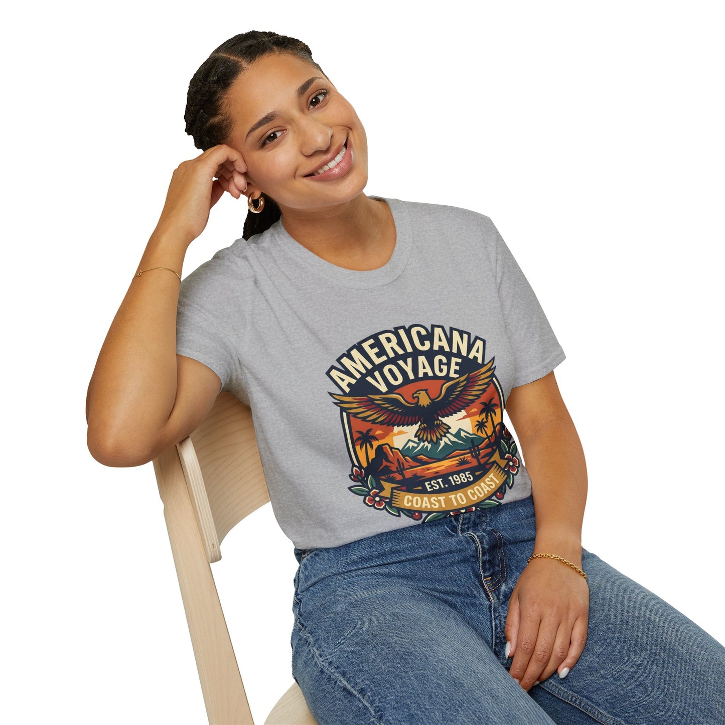 Americana Voyage retro Graphic T-Shirt — Coast to Coast Eagle Sunset