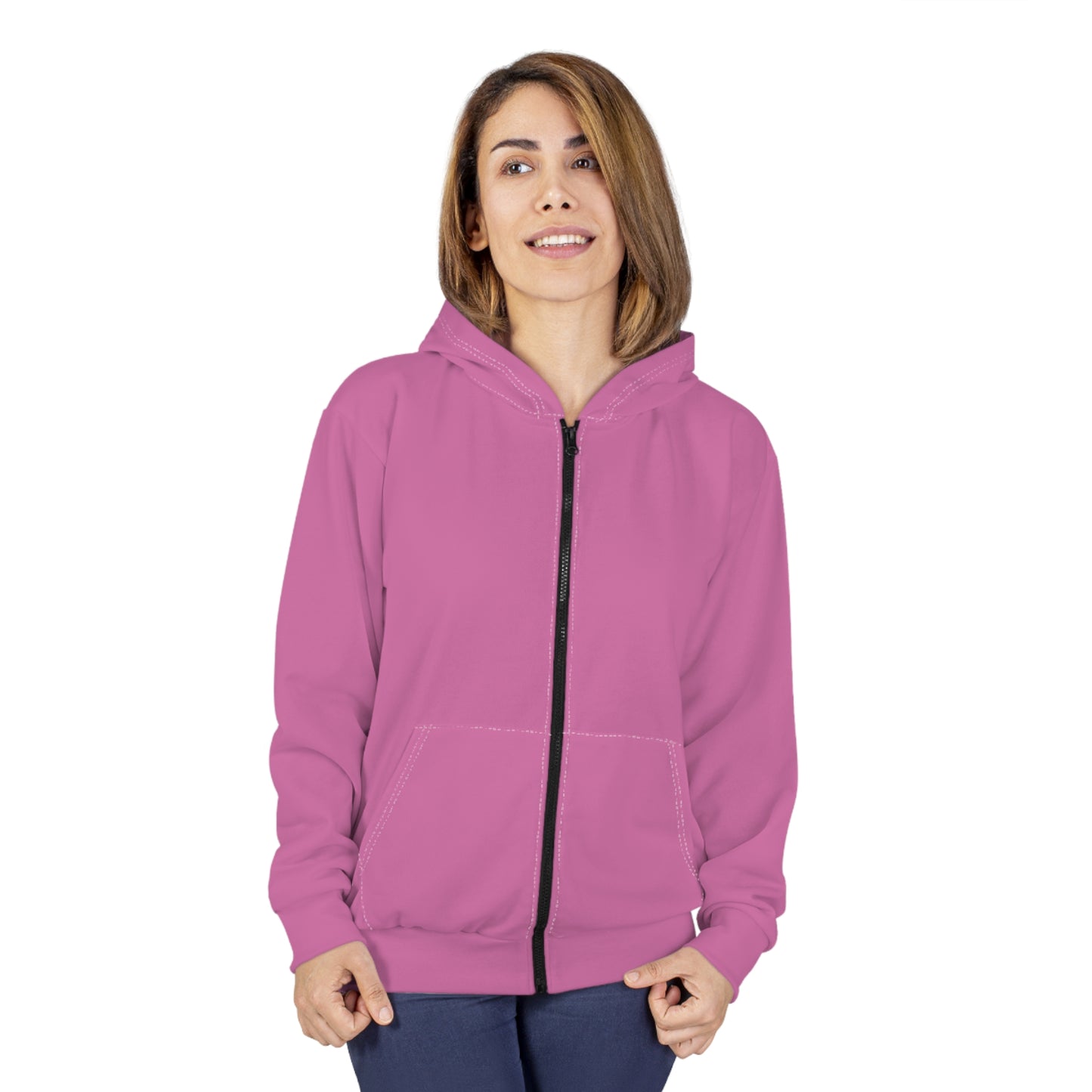 Women’s Vibrant Pink Zip Hoodie for Everyday Comfort