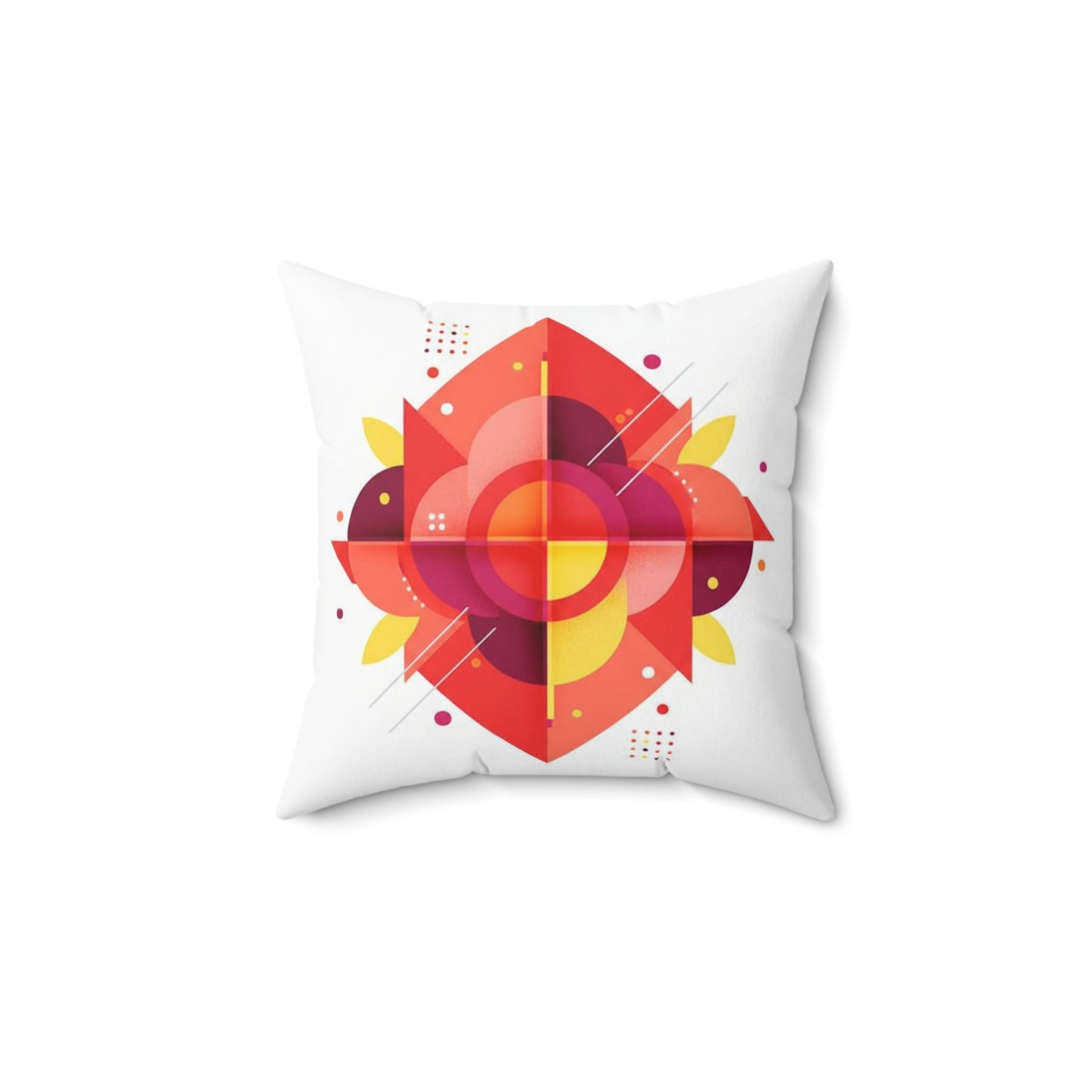 Geometric Sunburst Decorative Pillow — Modern Abstract Red & Yellow Accent Cushion (free shipping)