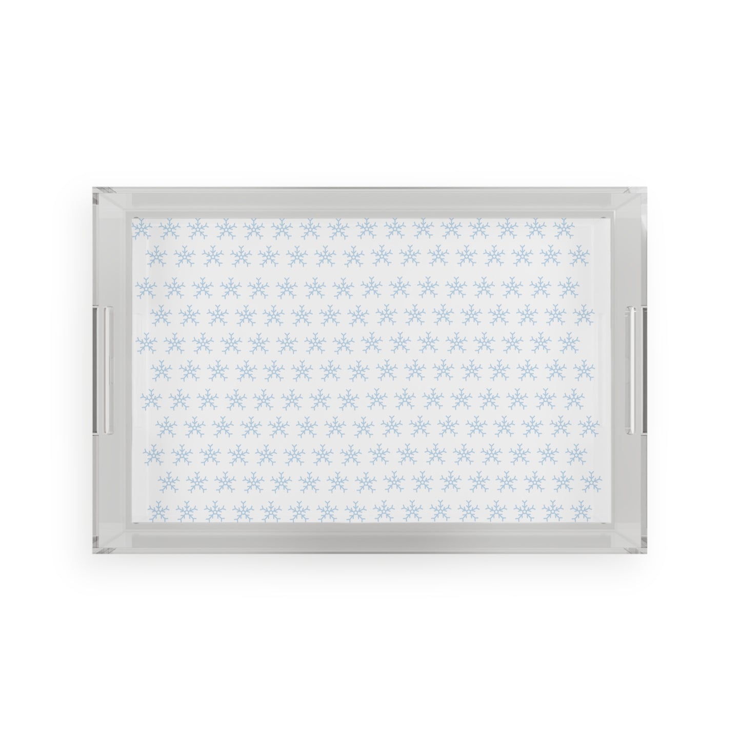 Elegant Acrylic Serving Tray with Snowflakes Pattern