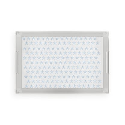 Elegant Acrylic Serving Tray with Snowflakes Pattern