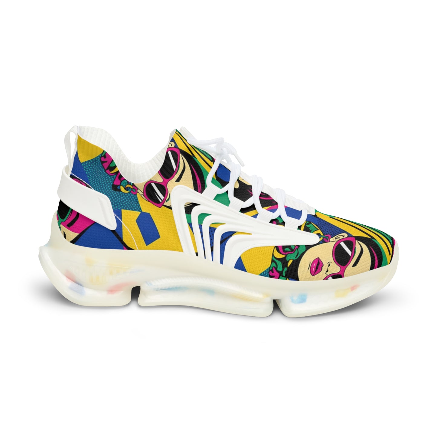 Men's Mesh Sneakers — Retro Pop Art Face Pattern Athletic Shoes (free shipping)
