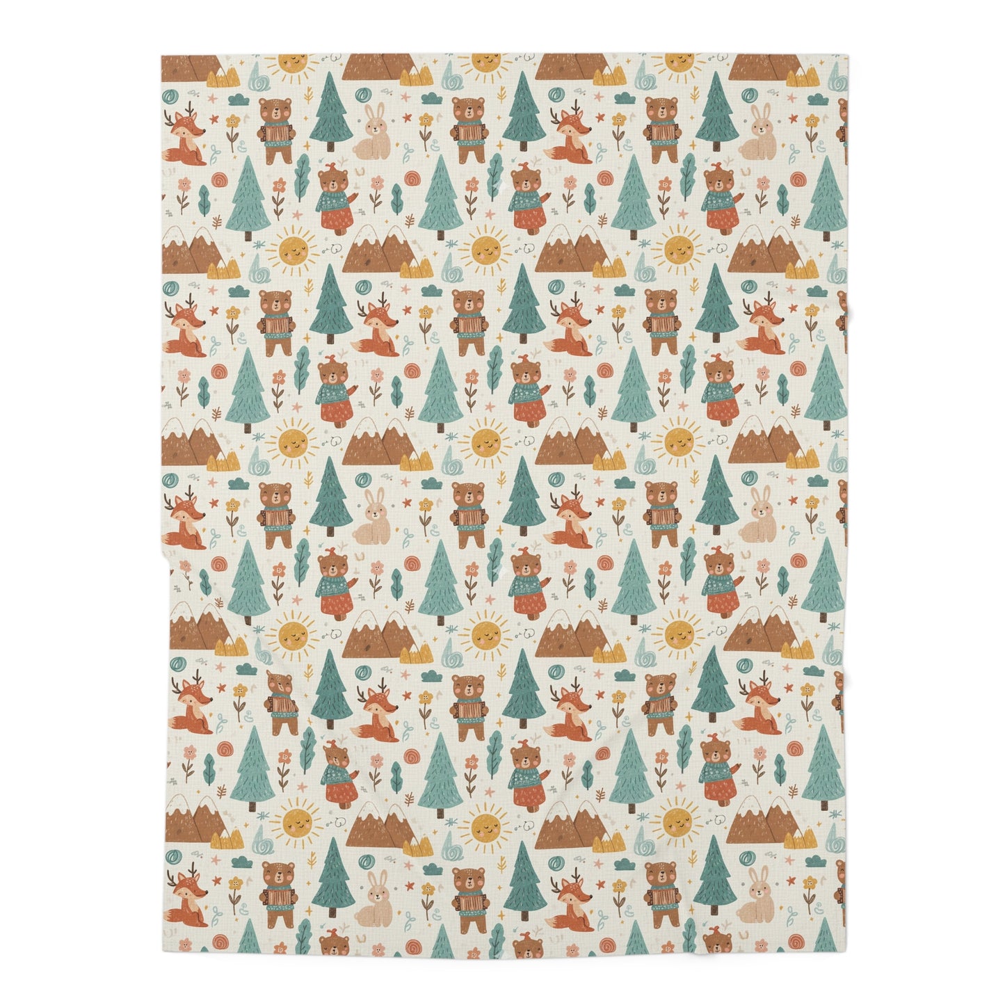 BoHo Woodland creatures camping - Baby Swaddle Blanket
