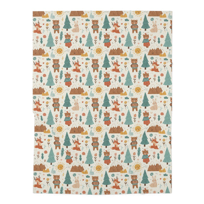 BoHo Woodland creatures camping - Baby Swaddle Blanket