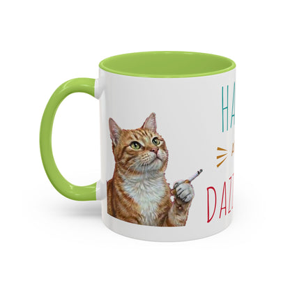 Happy and Dazzling Smoking Cat Coffee Mug — Cute Ginger Cat Accent Mug (11/15oz) (free shipping)