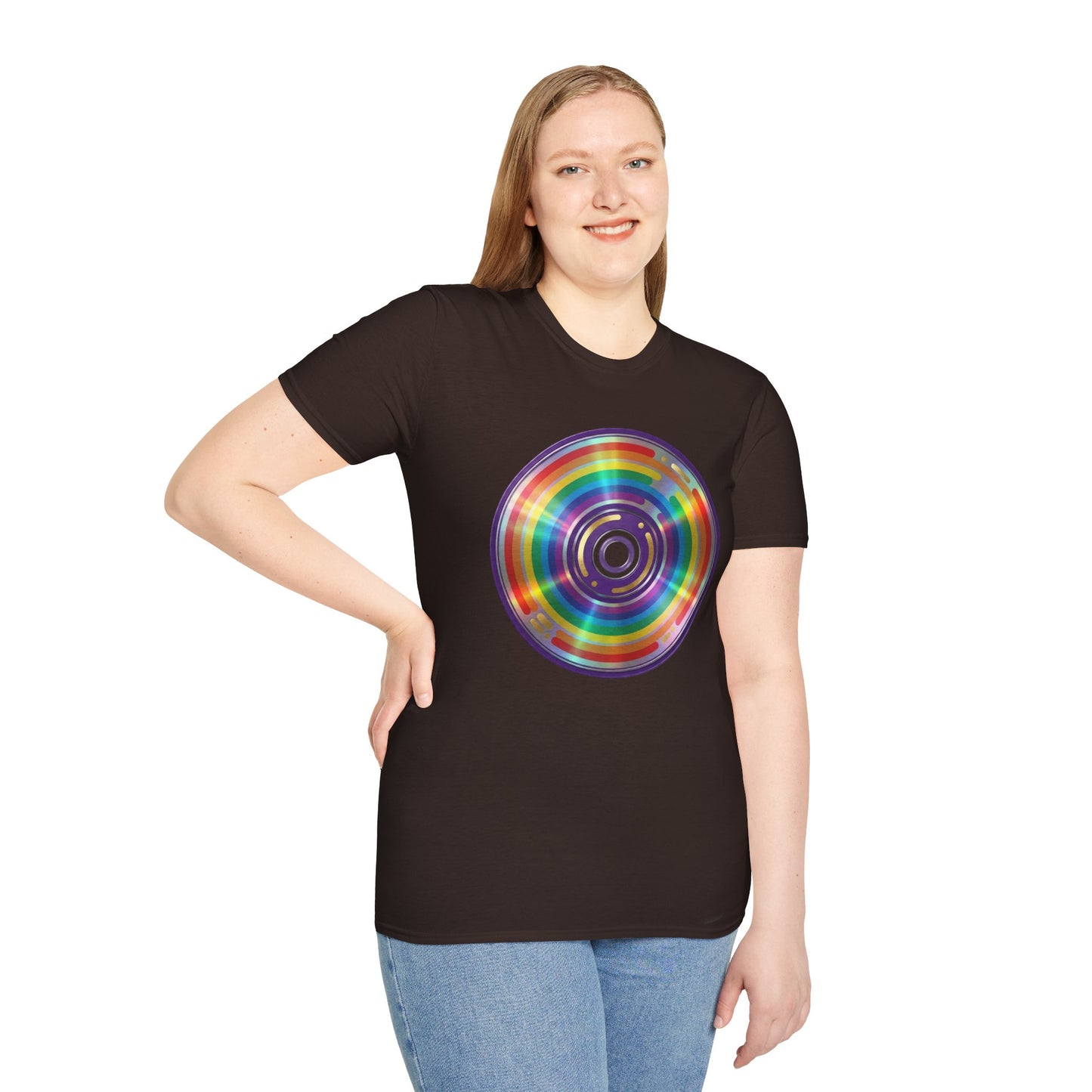 Retro Rainbow CD- Vinyl Record T-Shirt
