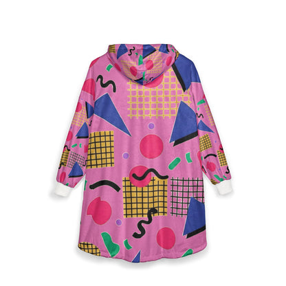 American Retro 80s Memphis Pattern Pink- blanket hoodie - hoodie