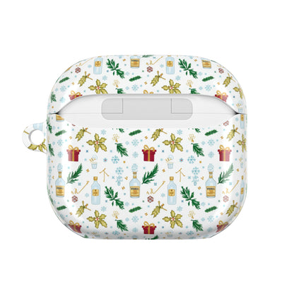 Alcohol Holiday Pattern AirPod Case – Festive Gifts, Holly & Ornaments Design (free shipping)
