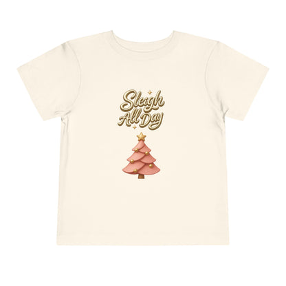 Toddler Tee - "Sleigh All Day" Christmas Tree Holiday Shirt