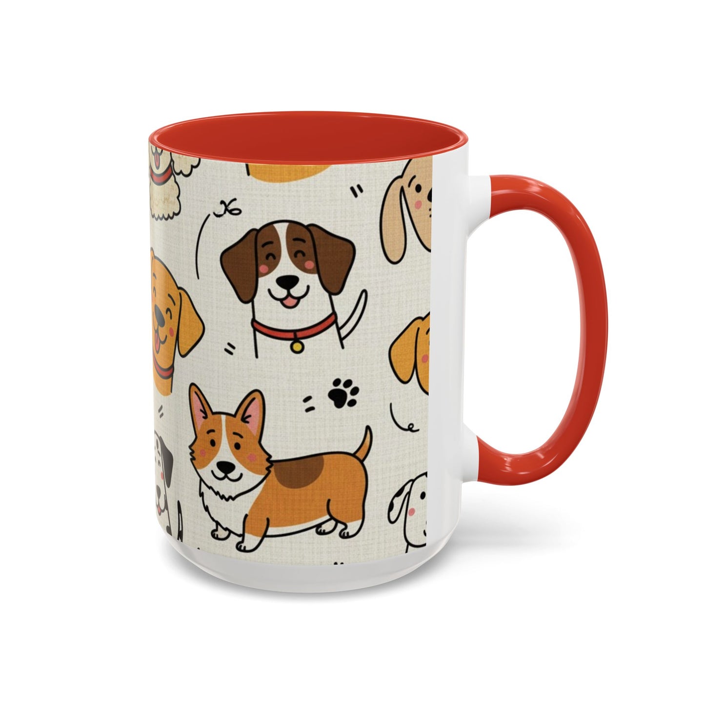 Cute Dog Pattern Accent Coffee Mug – Cute Cartoon Puppies 11/15oz