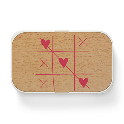 Romantic Bento Lunch Box with Tic-Tac-Toe Hearts Design