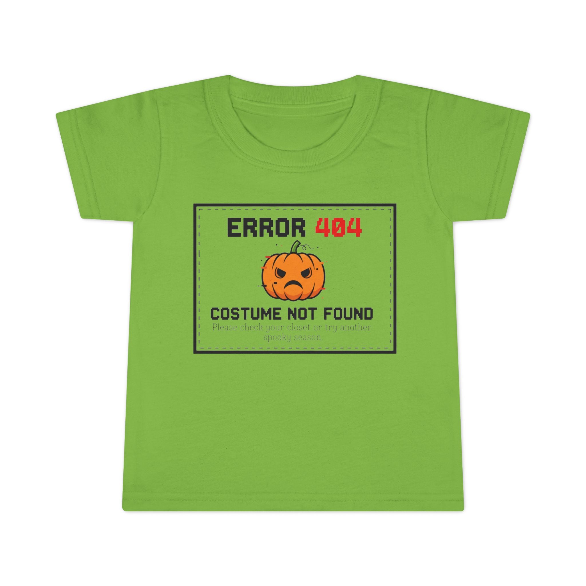 Toddler Halloween T-shirt, Error 404 Costume Not Found Design, Fun Kids Tee, Perfect for Fall Parties, Cute Gift for Toddlers