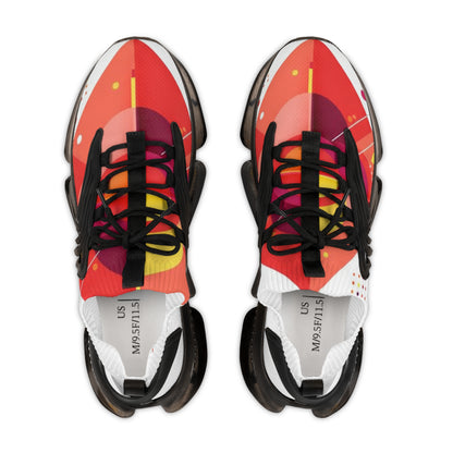 men's Mesh Sneakers — Bold Red Abstract Athletic Shoes for Men (free shipping)