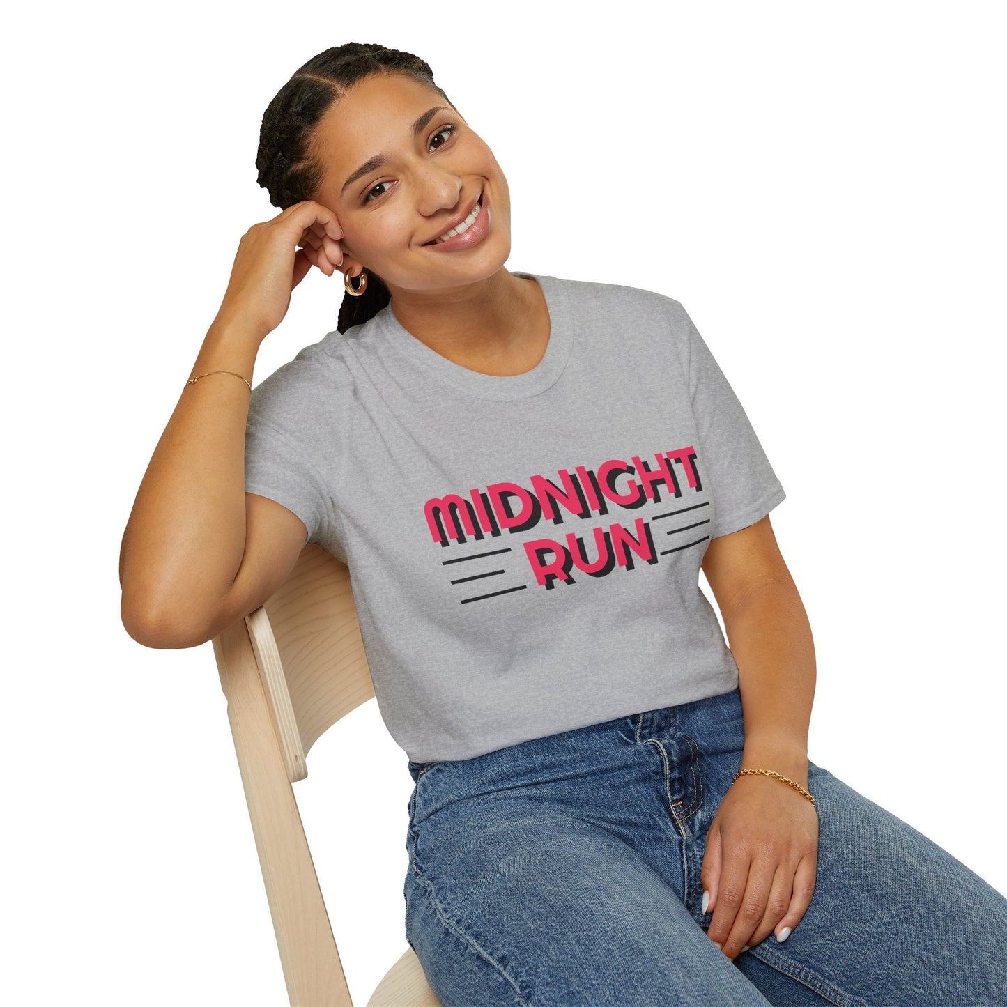 Midnight Run T-Shirt — Retro Pink Track Graphic Tee