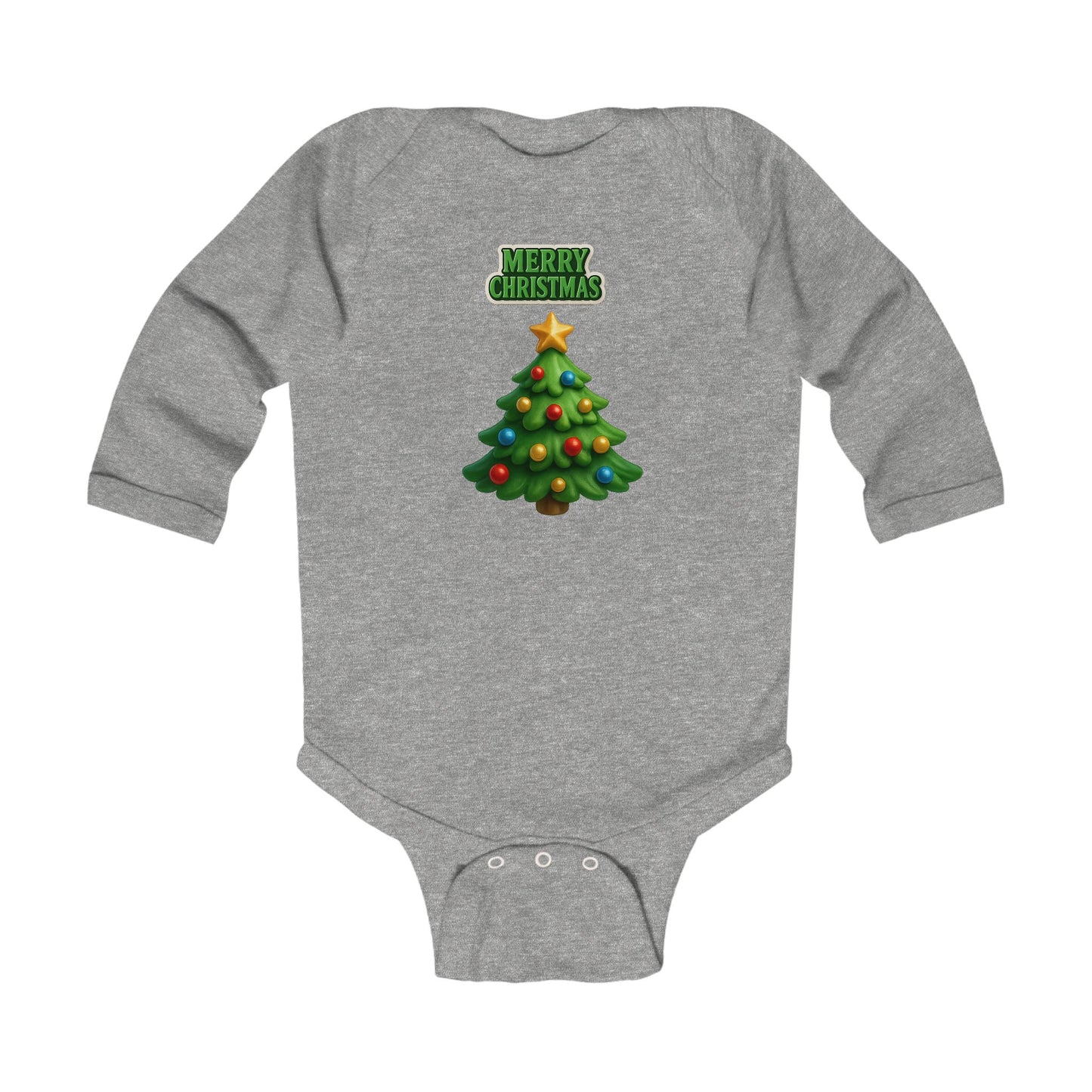 Infant Bodysuit - "Merry Christmas" Cute Baby Christmas Tree Long Sleeve Onesie
