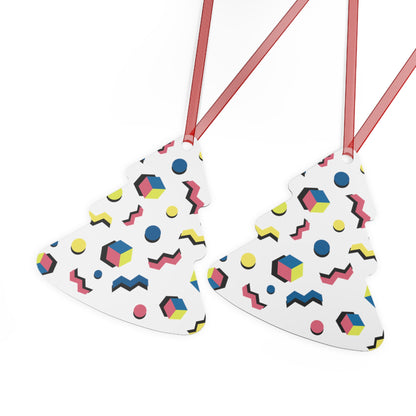 Memphis Geometric Metal Ornament — 80s Retro Bell Decoration