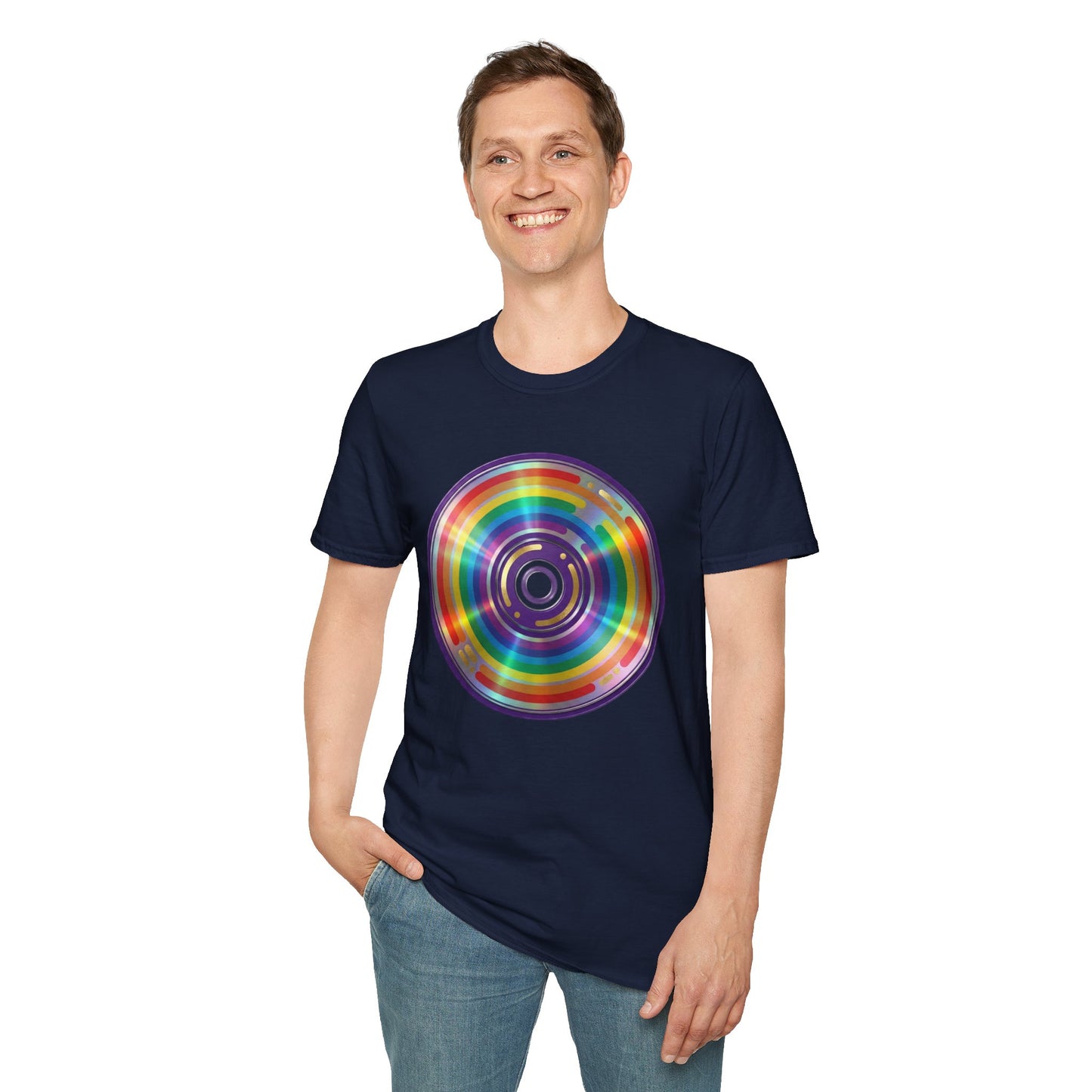Retro Rainbow CD- Vinyl Record T-Shirt