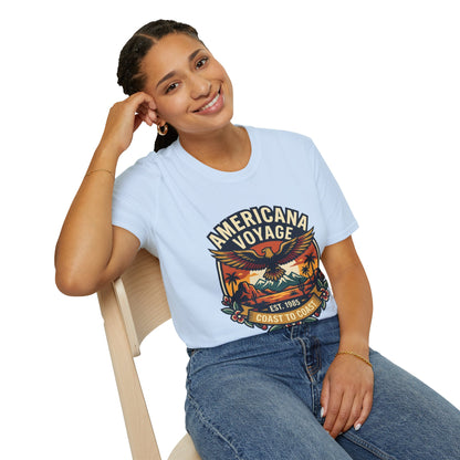 Americana Voyage retro Graphic T-Shirt — Coast to Coast Eagle Sunset