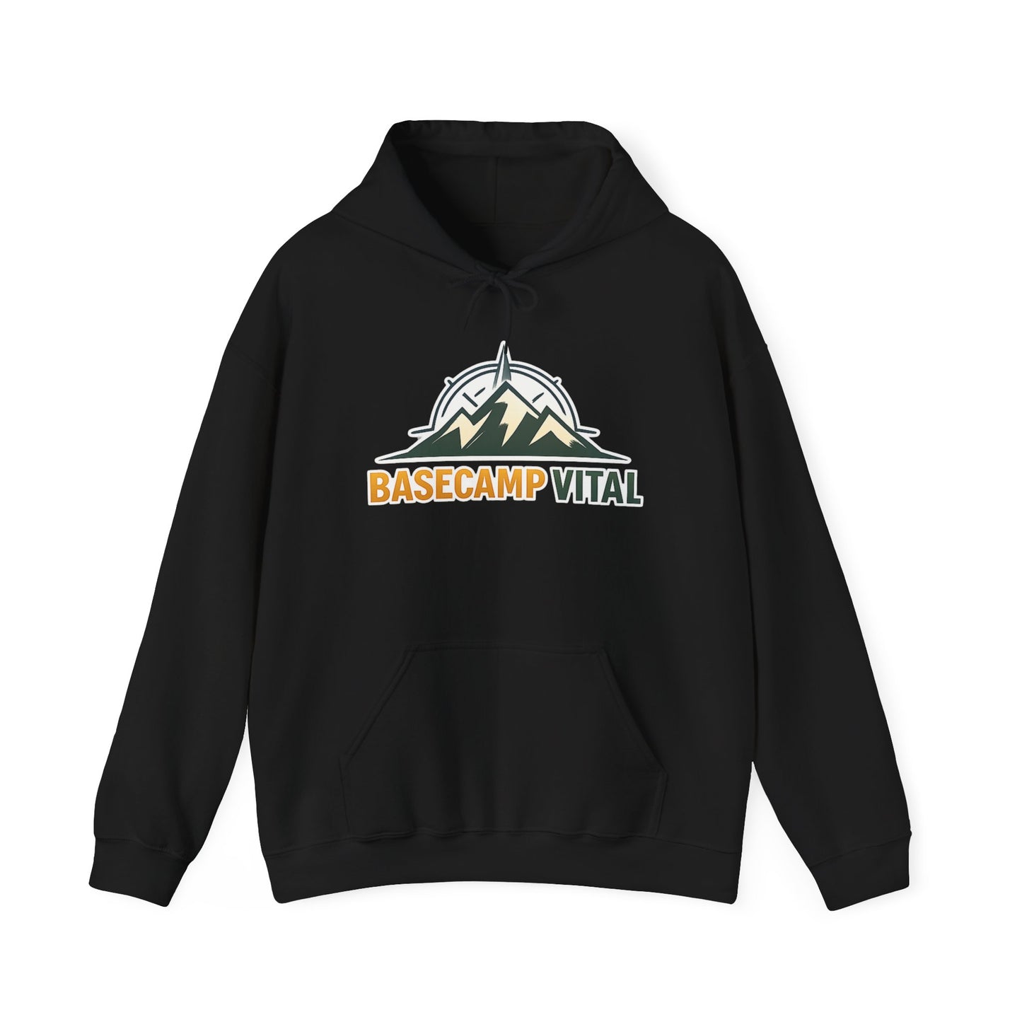 Base Camp Vital Outdoor Fleece Hoodie | Mountain Compass Graphic Pullover | 50/50 Midweight Trail Hoodie  Vital Hoodie  (free shipping)