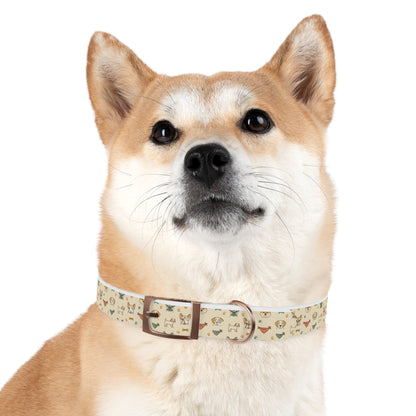 Cute Cartoon Dogs Dog Collar — Beige Puppy Pattern Adjustable Collar