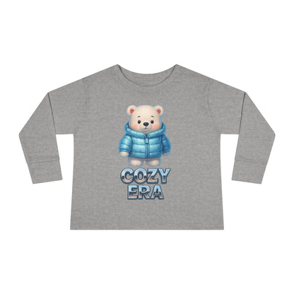 Cozy Era Toddler Long Sleeve Tee — Cute Bear in Puffer Jacket