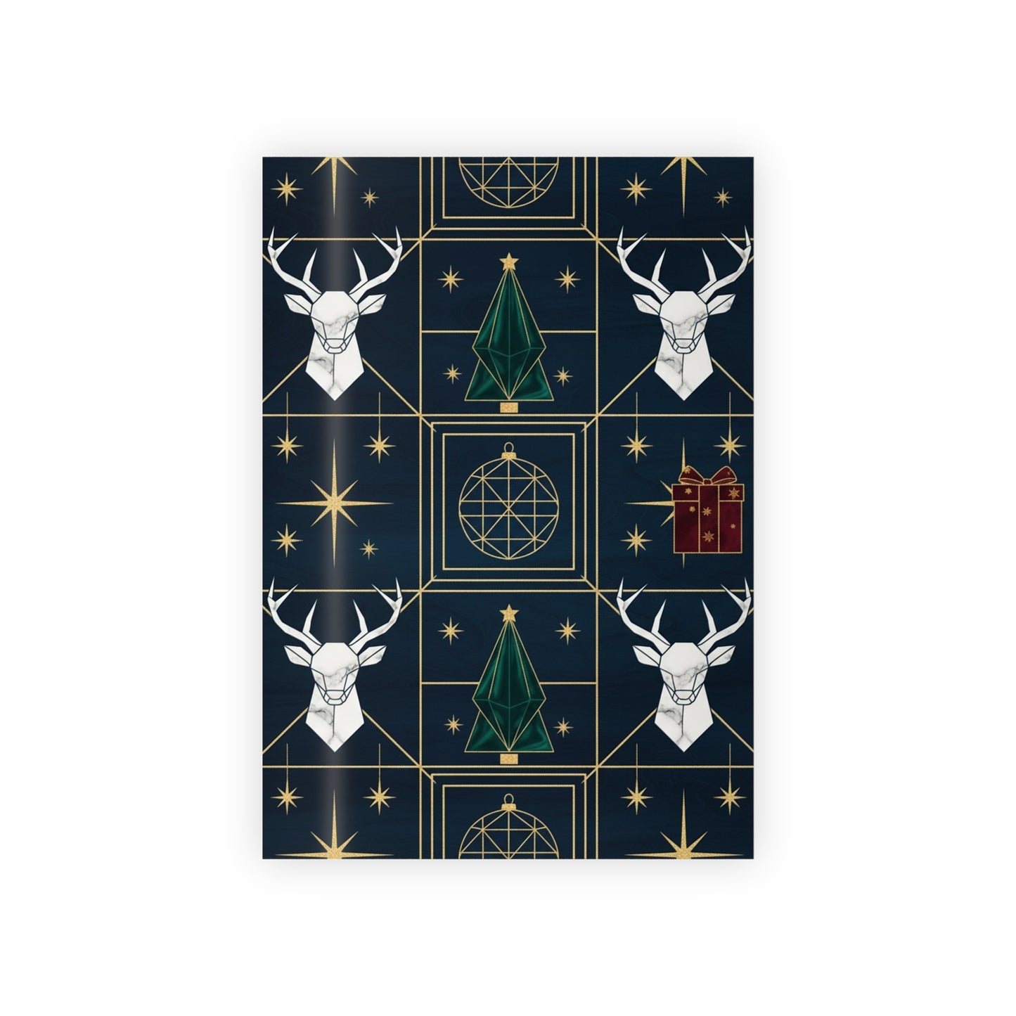 Elegant Christmas Gift Wrapping Paper Roll - Deer & Tree Design