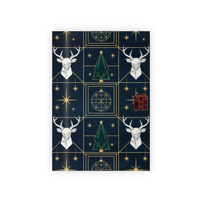 Elegant Christmas Gift Wrapping Paper Roll - Deer & Tree Design